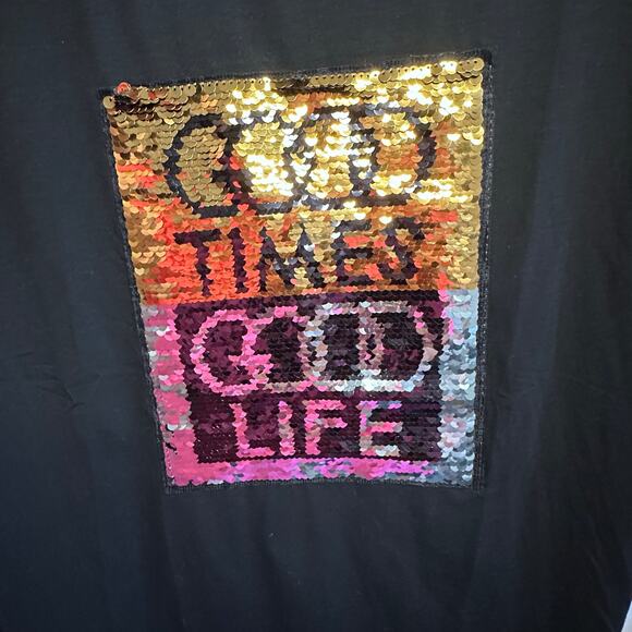 New Ravmen black sequence “good time, good life” tshirt size large New - Picture 4 of 8